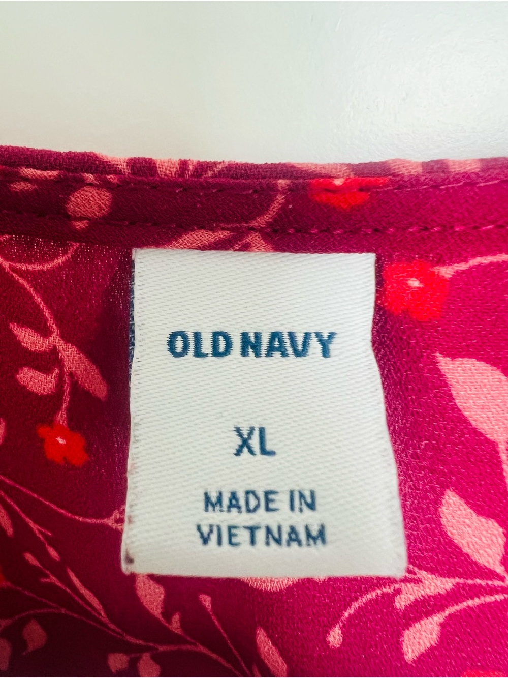 Old Navy Red Floral V-Neck Long Sleeve Dress - Picture 2 of 4